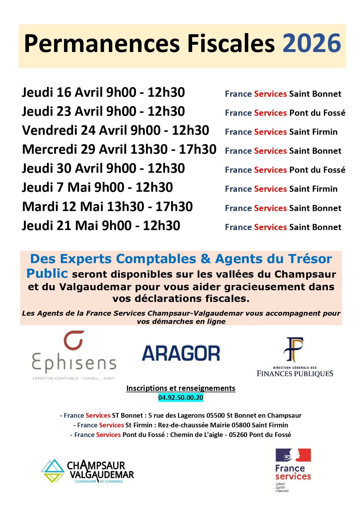Lire la suite à propos de l’article PERMANENCES FISCALES 2026