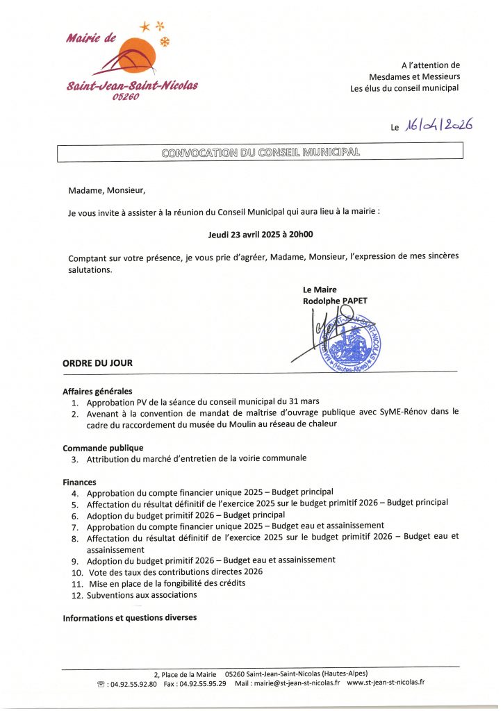 Conseil Municipal du 23 avril 2026