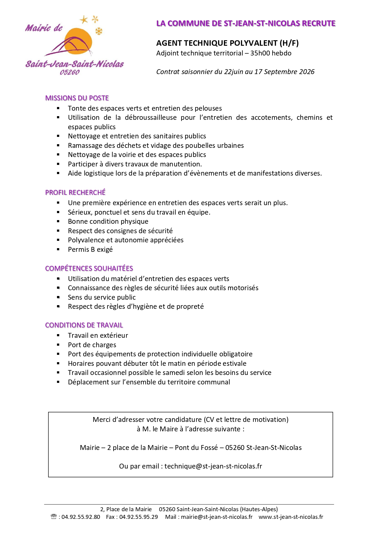 Lire la suite à propos de l’article Recrutement saisonnier